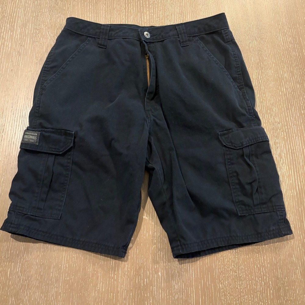 Wrangler Men's Size 32 Black Cotton Cargo Shorts Utility Pockets Casual Outdoor